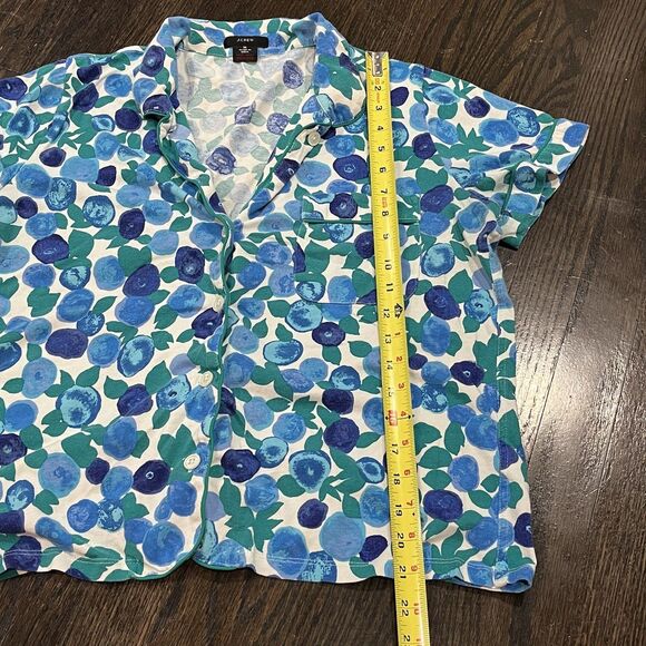 J Crew Pajama Short Set Women’s Medium Blueberry Floral Button Up Novelty - Picture 7 of 10